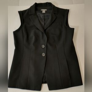 Ann‎ Taylor Lined Tailored Vest, Black, 12 Petite, Great Business Wear, Pockets